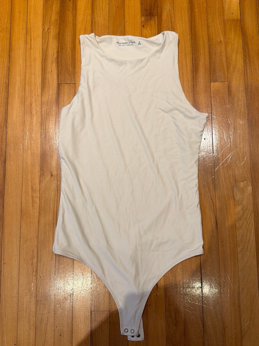 Abercrombie & Fitch White Sleeveless Ribbed One-Piece Bodysuit